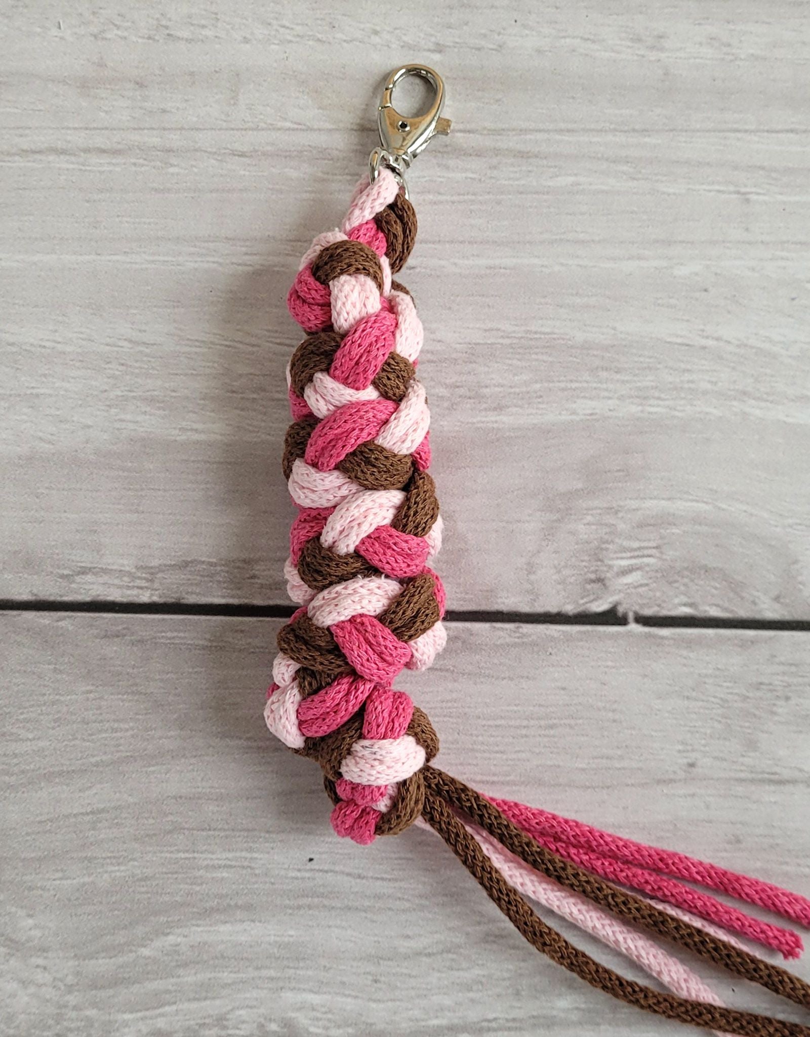 Tether for Hobby Horse made of double - light pink/dark pink/brown
