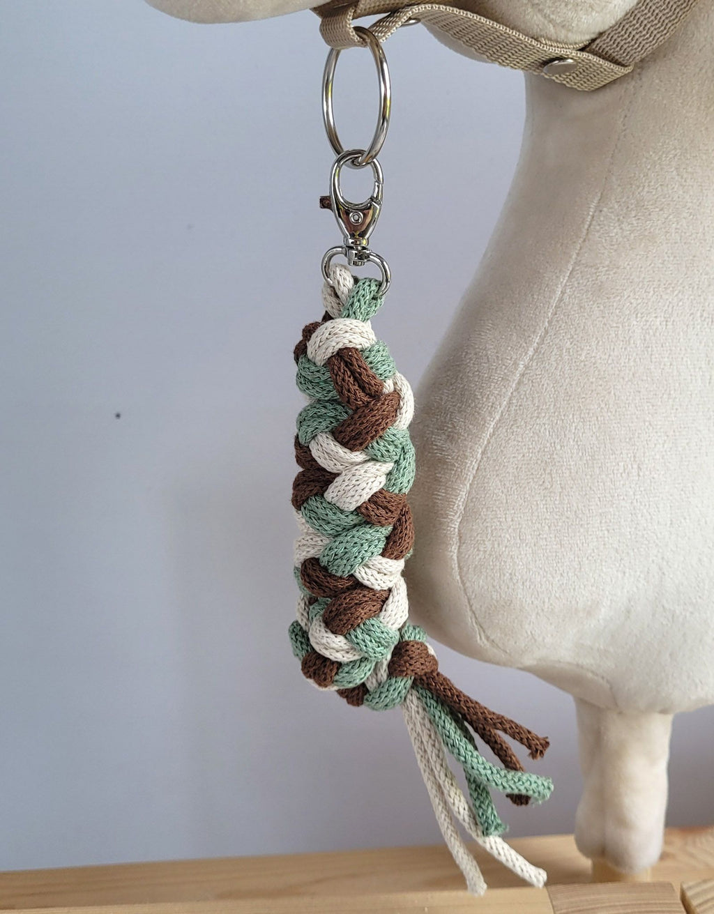 Tether for Hobby Horse made of double - pistachio/brown/light beige