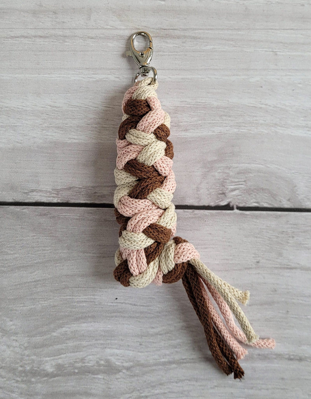 Tether for Hobby Horse made of double - pastel pink/ brown/ light beige