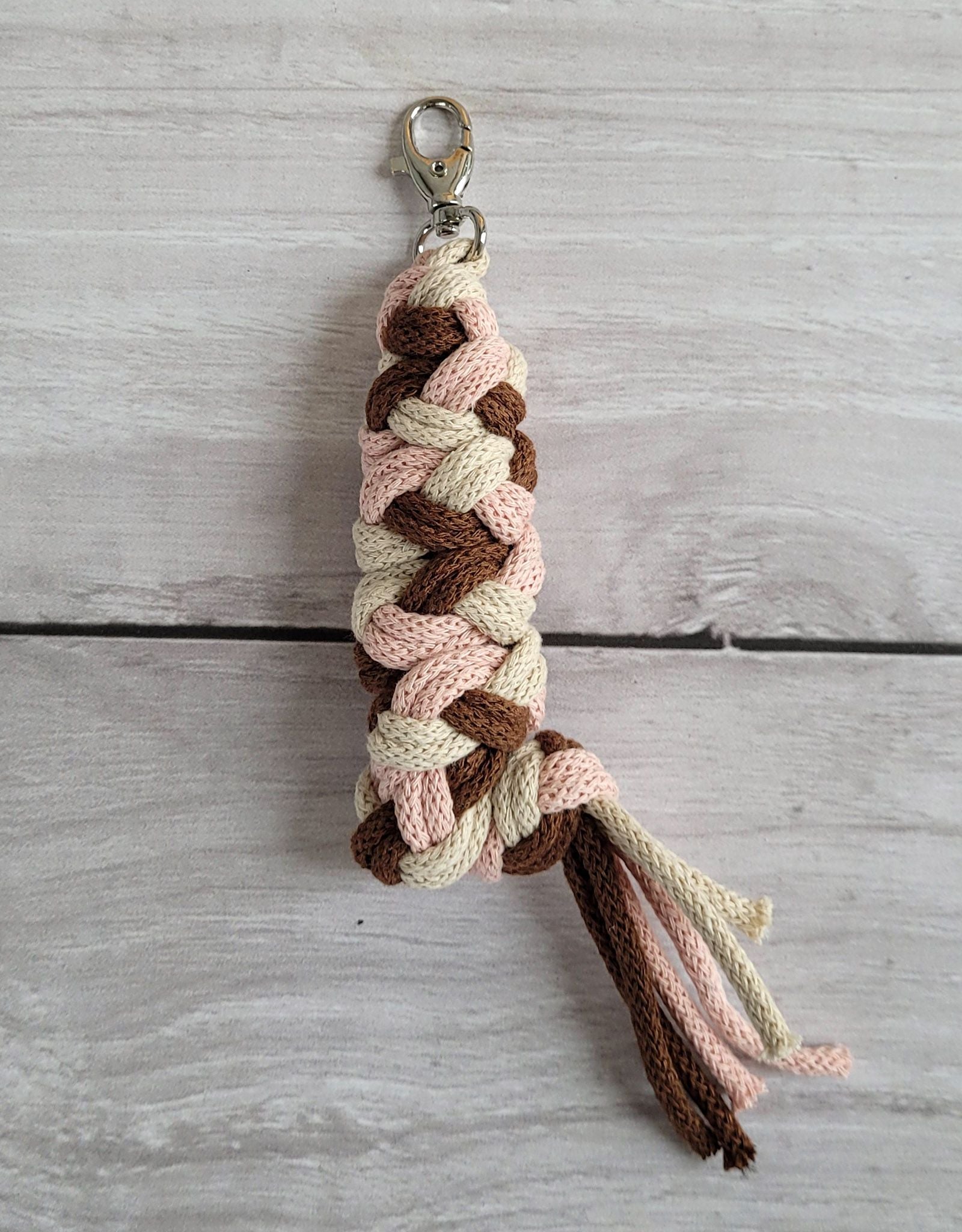 Tether for Hobby Horse made of double - pastel pink/ brown/ light beige