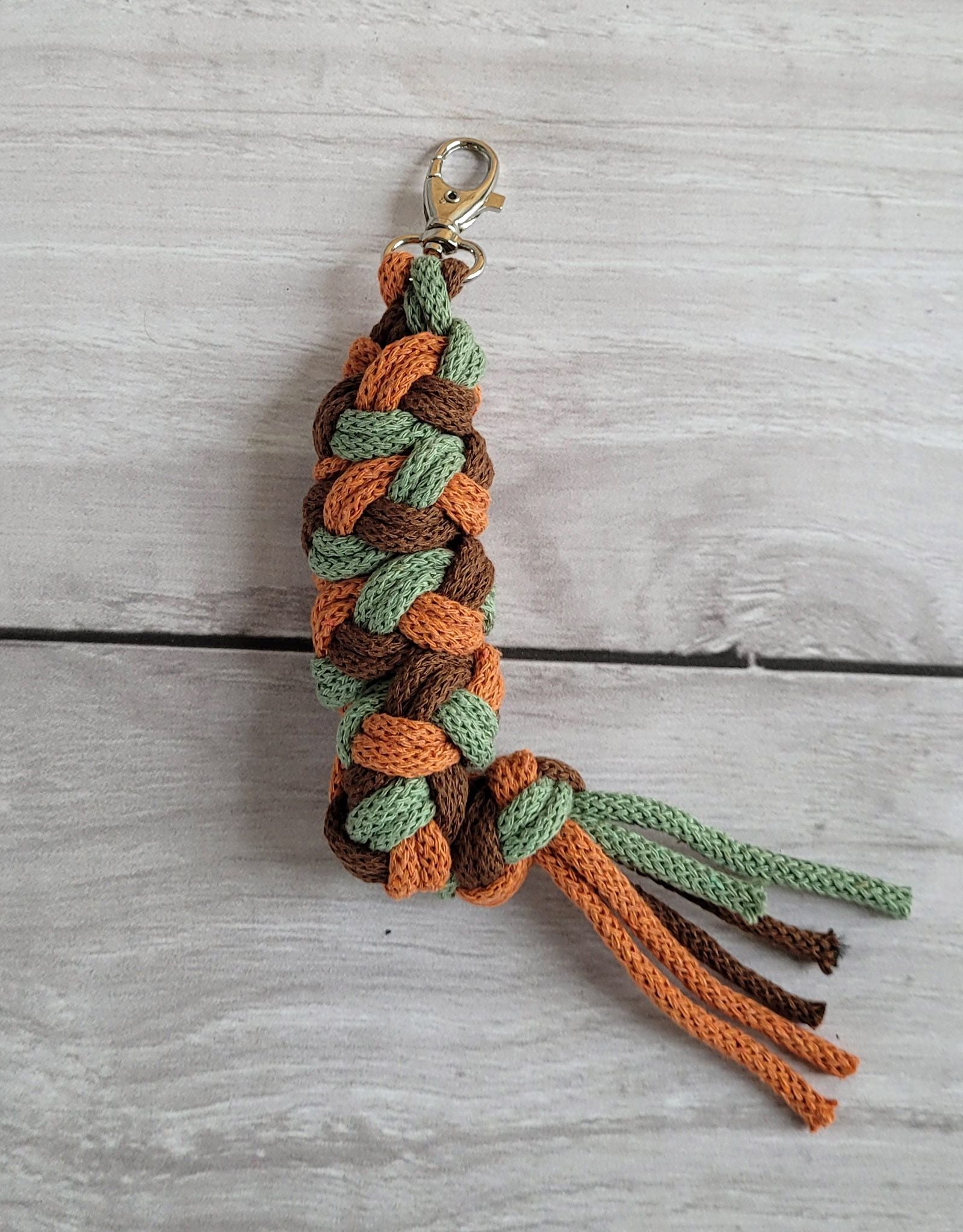 Tether for Hobby Horse made of double - pistachio/brown/ terracotta