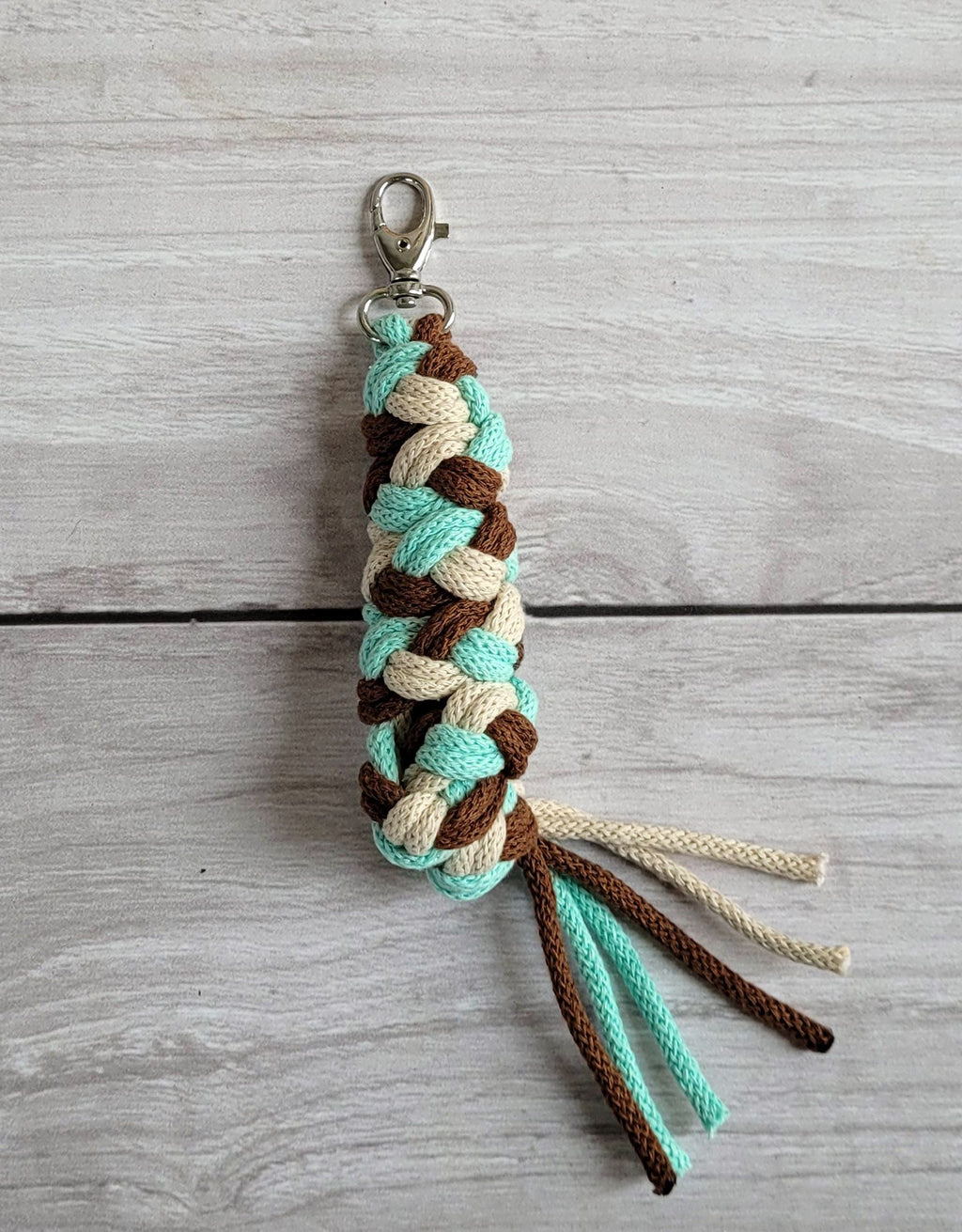 Tether for Hobby Horse made of double - light beige/brown/mint