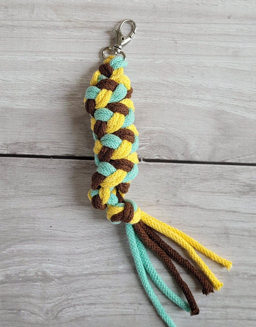 Tether for Hobby Horse made of double - yellow/mint/brown