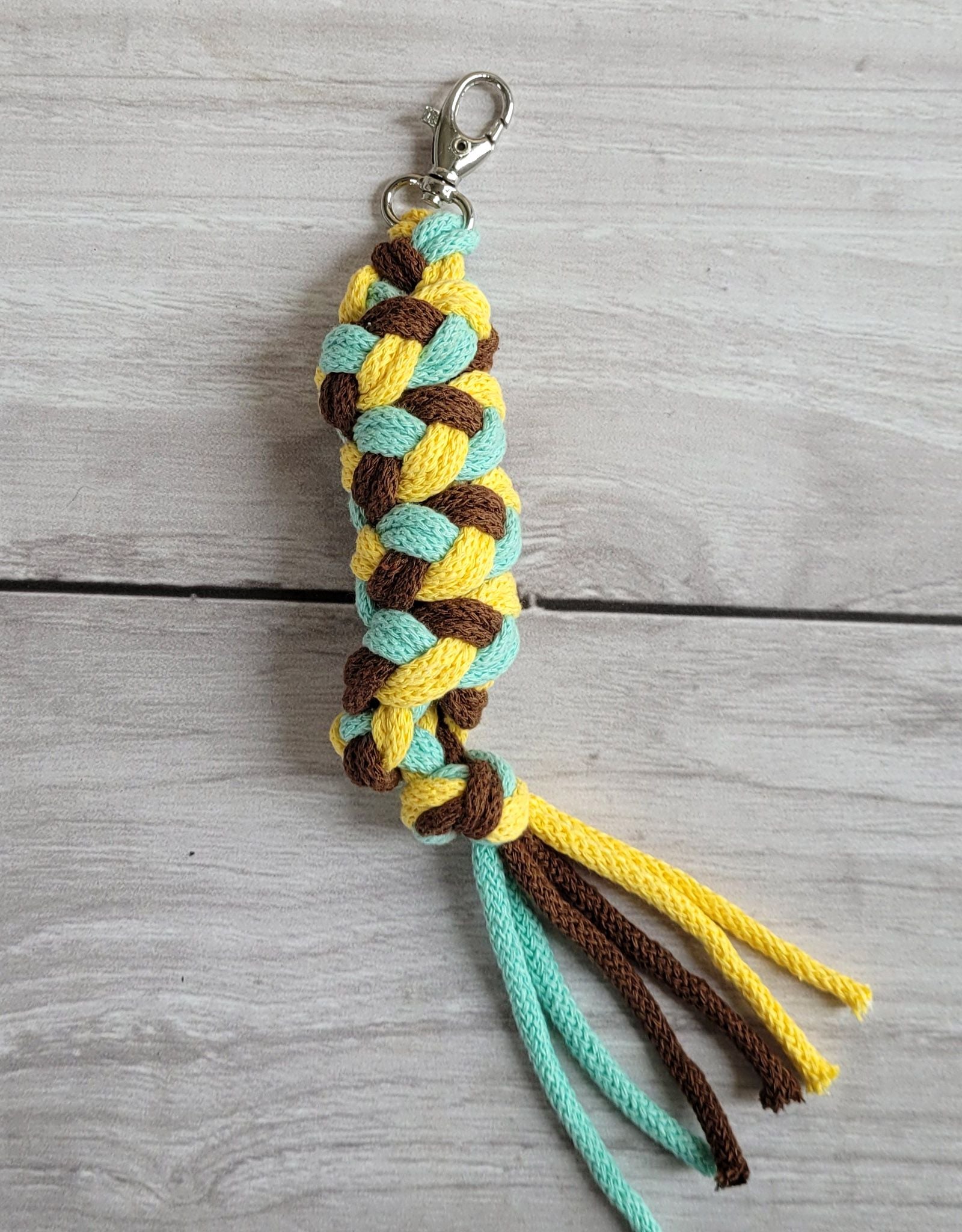Tether for Hobby Horse made of double - yellow/mint/brown