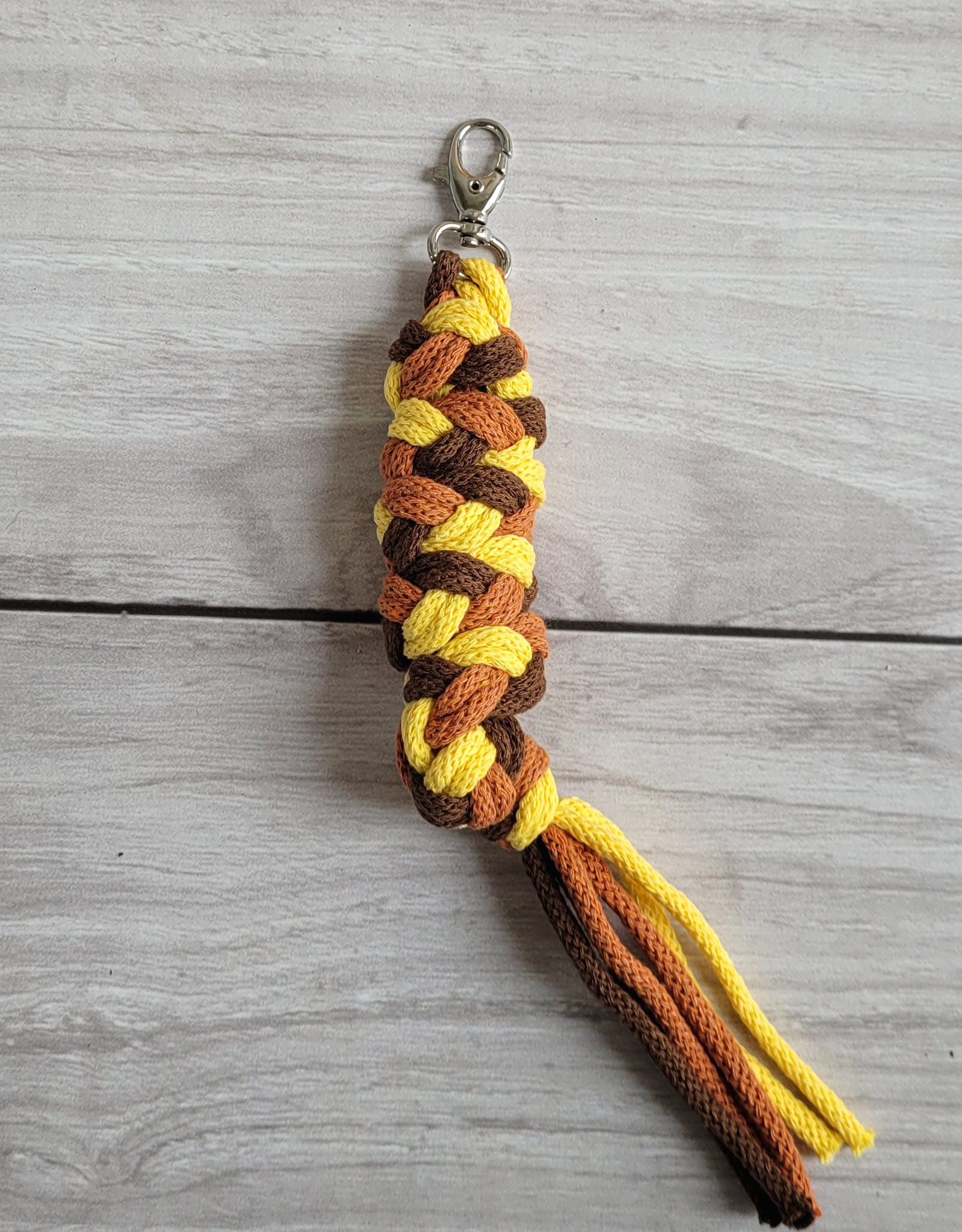 Tether for Hobby Horse made of double - yellow/ terracotta/brown