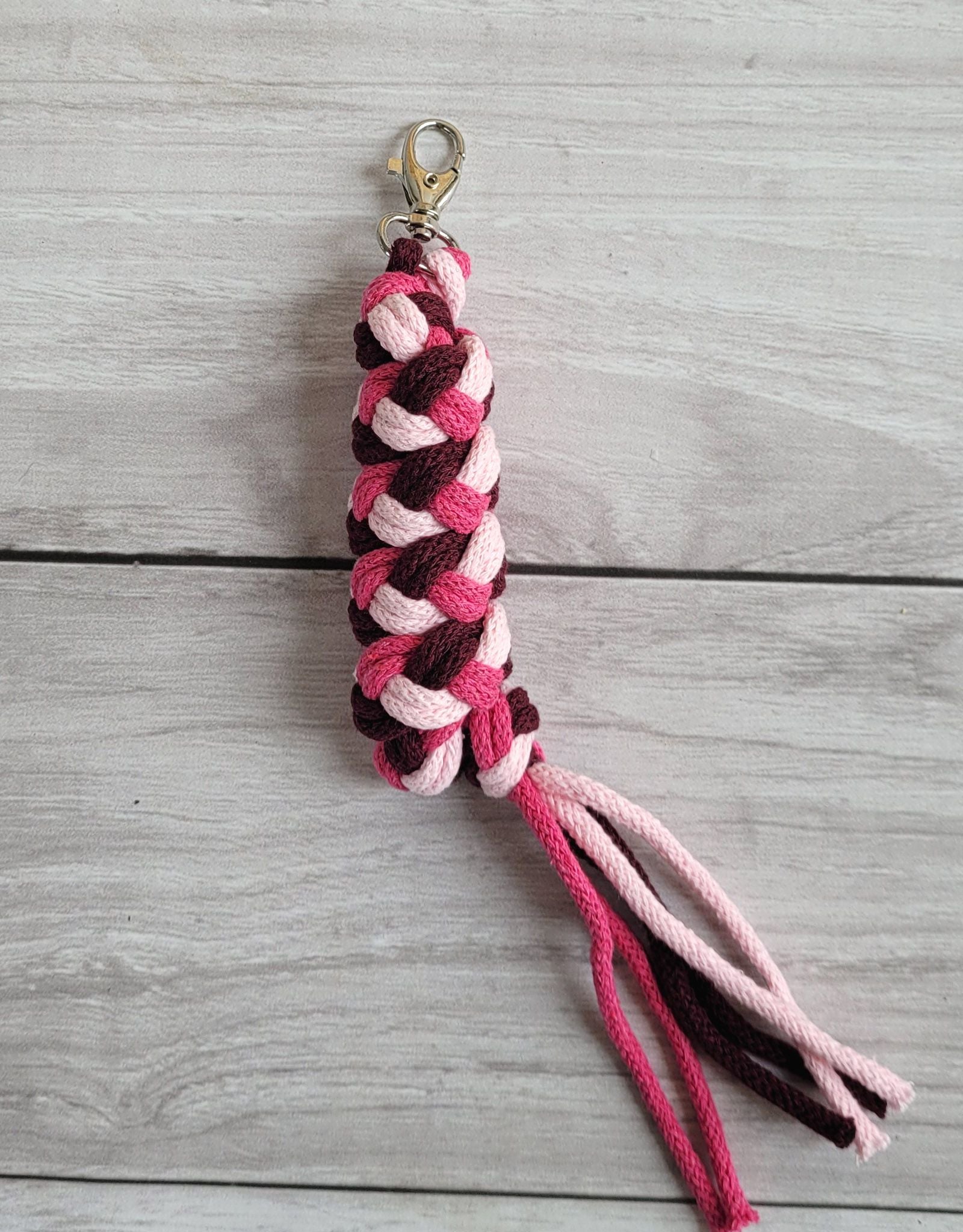 Tether for Hobby Horse made of double - light pink/dark pink/maroon