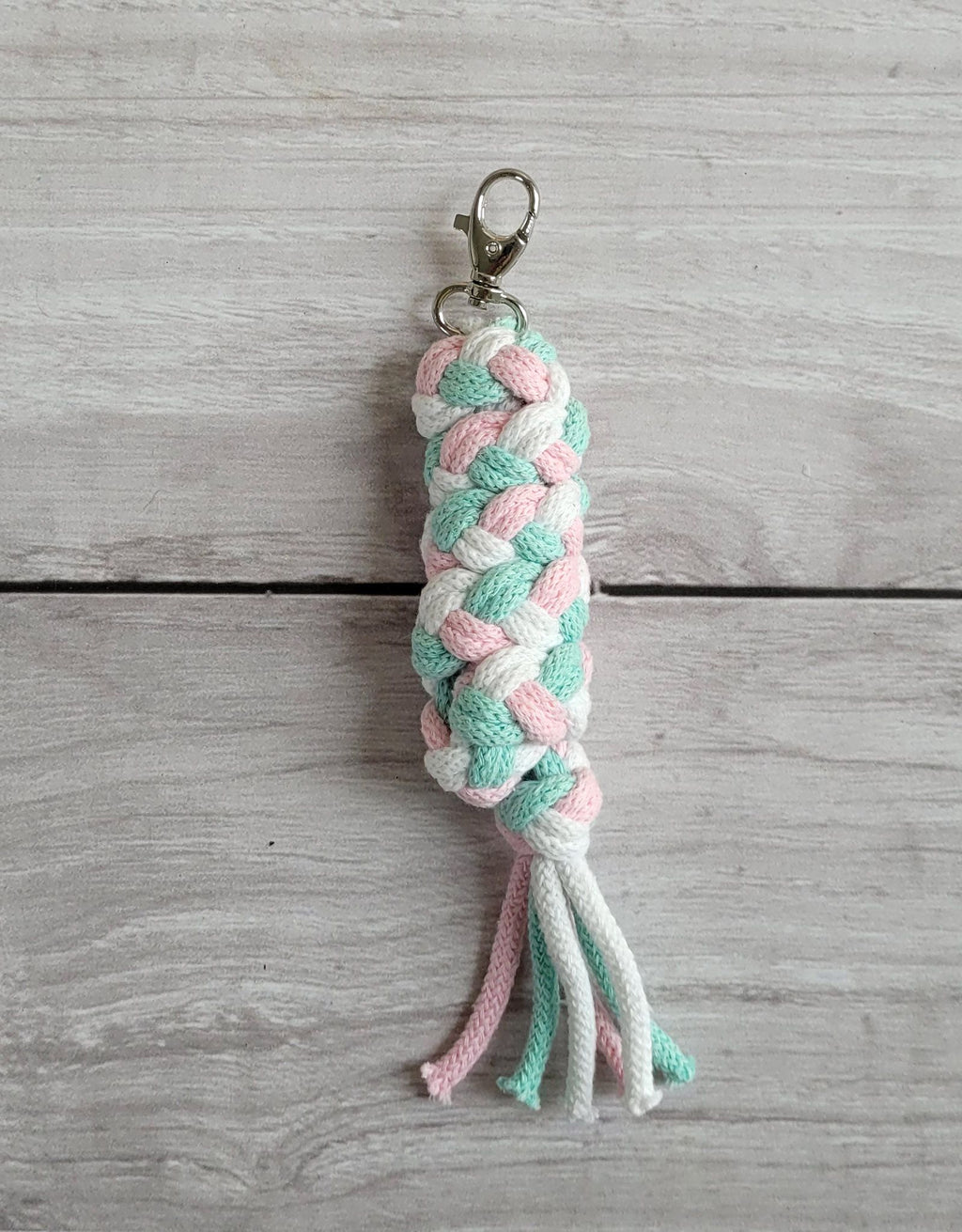 Tether for Hobby Horse made of double - light pink/mint/white