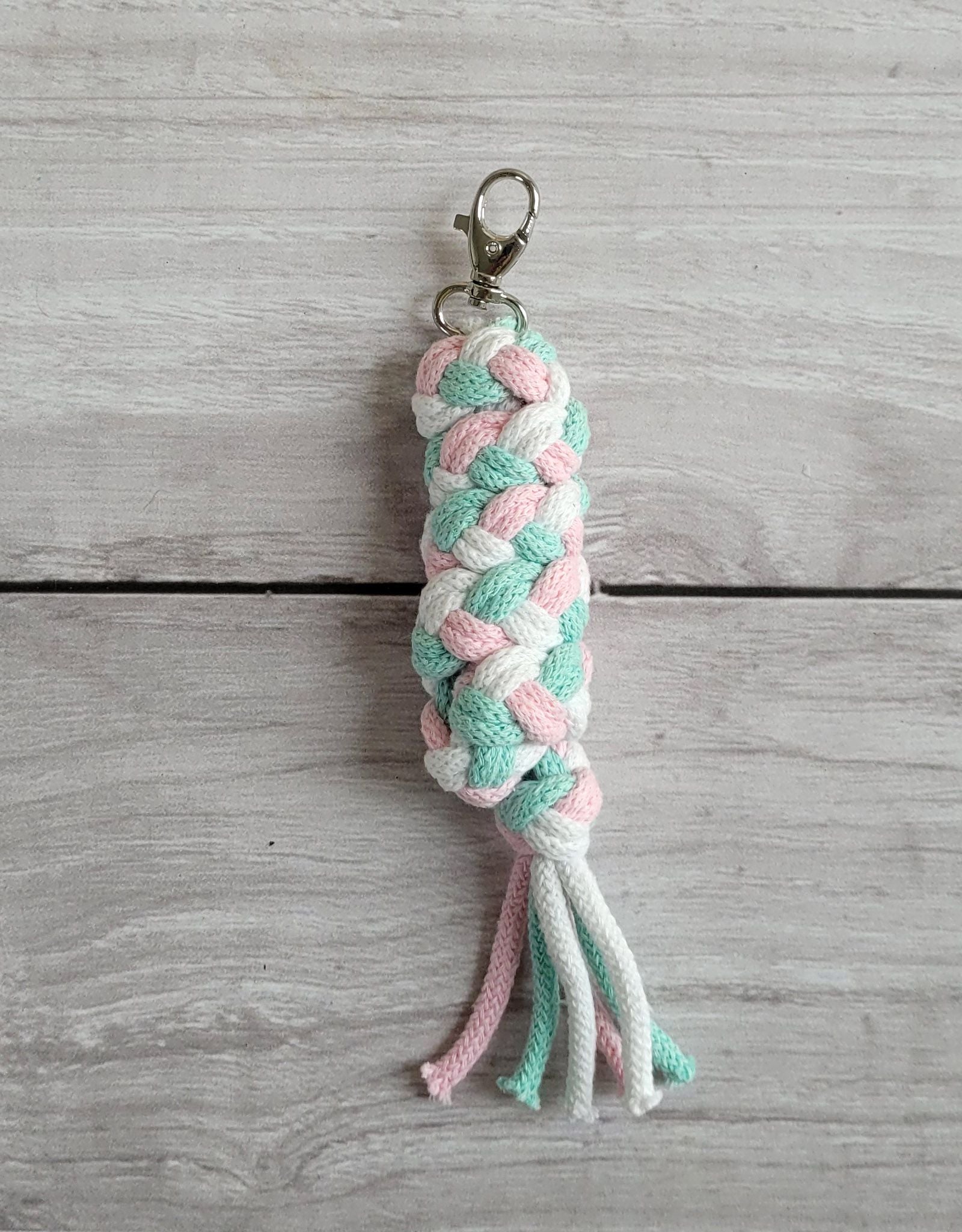 Tether for Hobby Horse made of double - light pink/mint/white