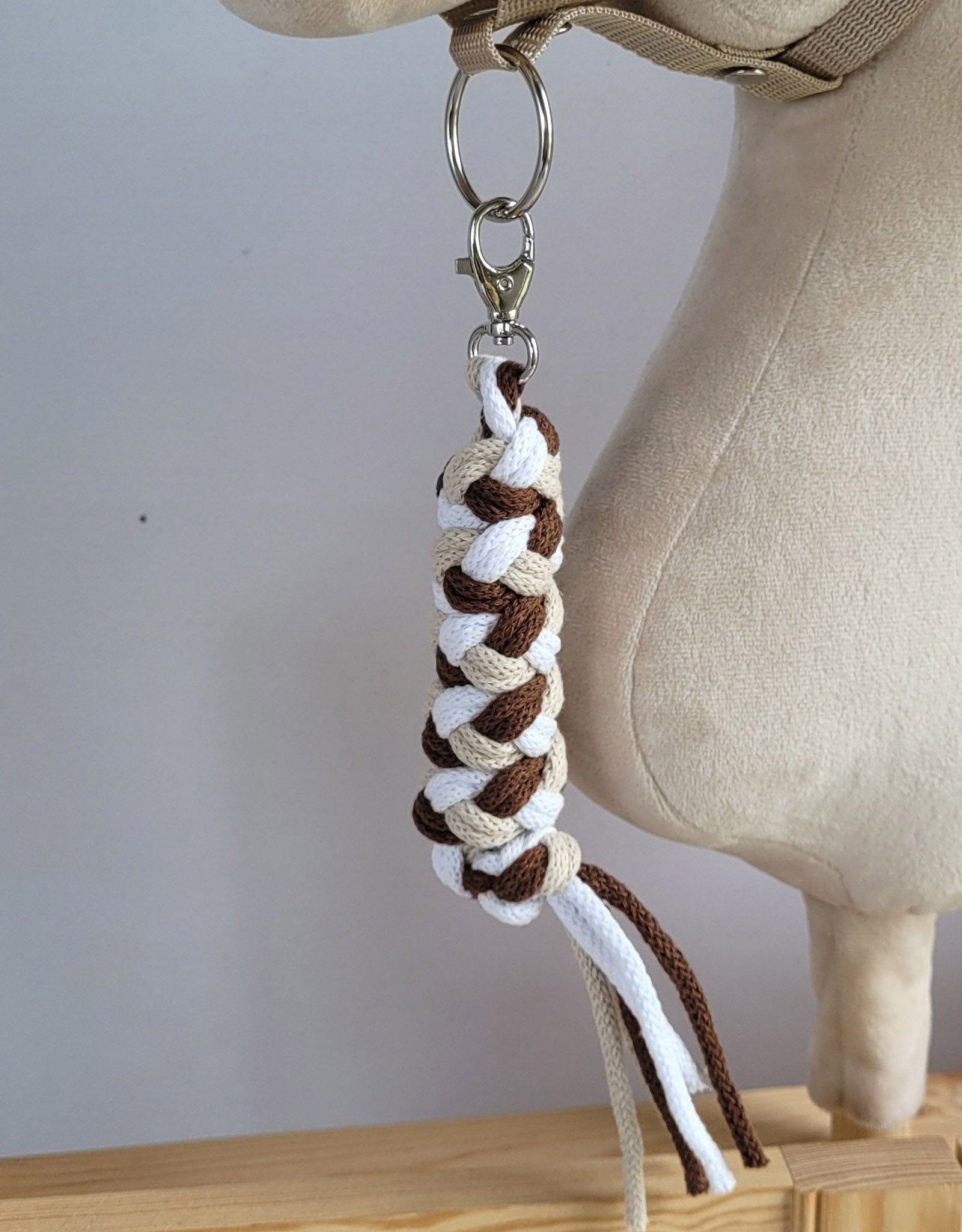 Tether for Hobby Horse made of double - light beige/brown/white