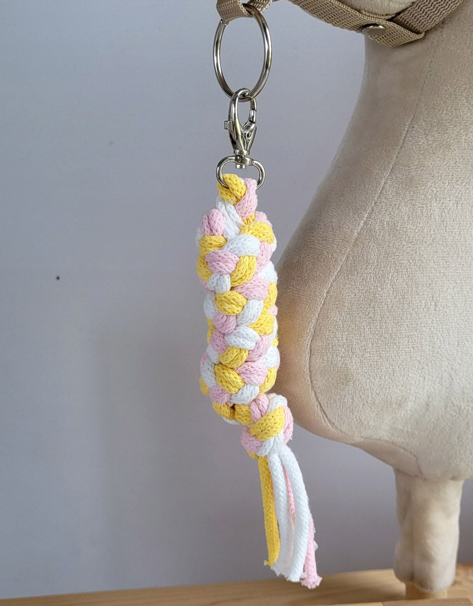 Tether for Hobby Horse made of double - light pink/yellow/white