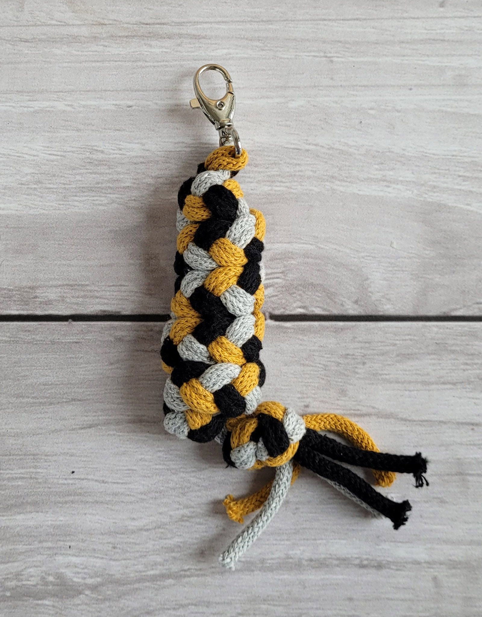 Tether for Hobby Horse made of double - mustard/ grey/ black