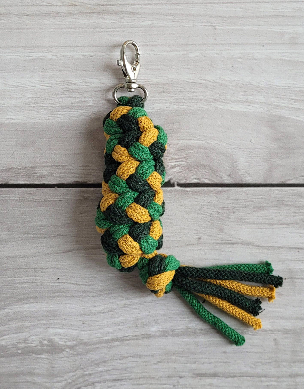 Tether for Hobby Horse made of double - mustard/ green/ bottle green
