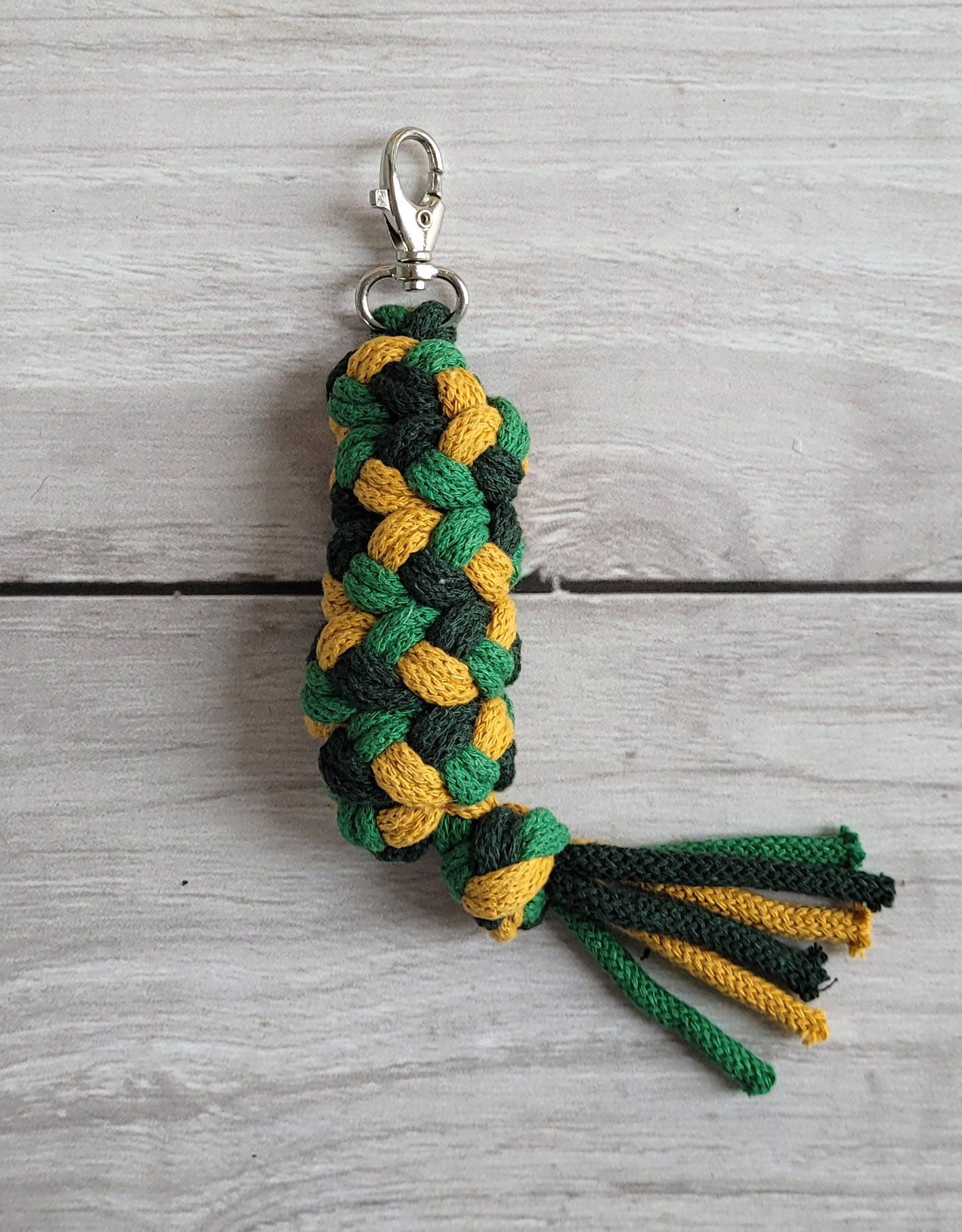 Tether for Hobby Horse made of double - mustard/ green/ bottle green