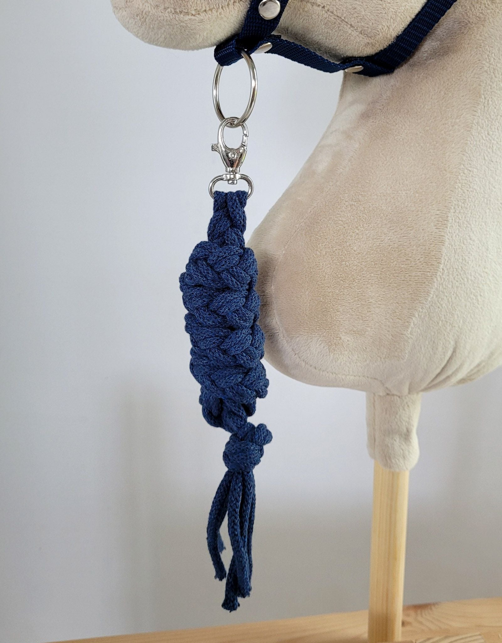 Set for Hobby Horse: the halter A3 + Tether made of cord - navy blue
