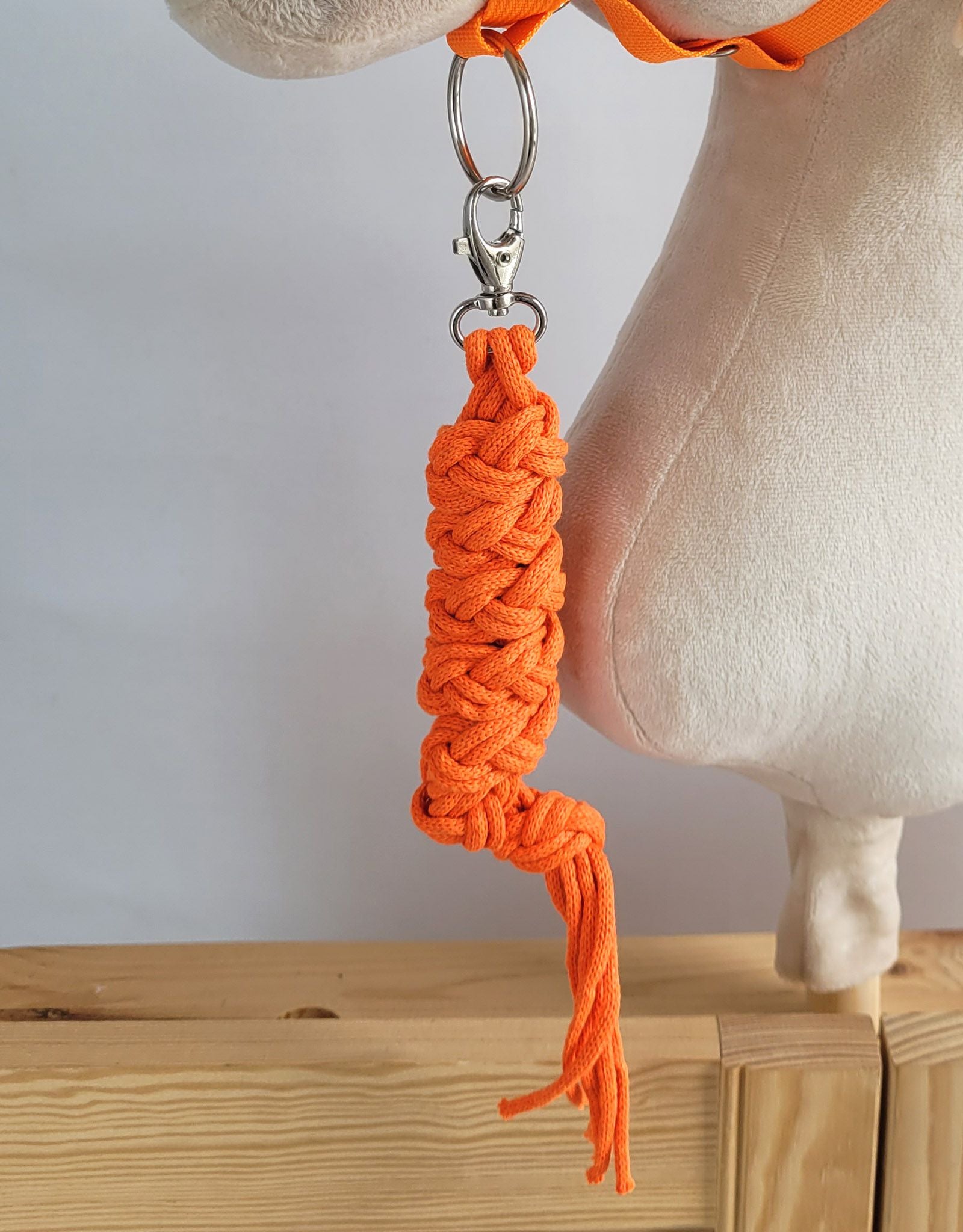Set for Hobby Horse: the halter A3 + Tether made of cord - neon-orange