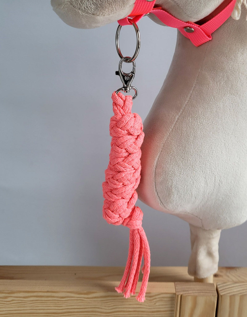 Set for Hobby Horse: the halter A3 + Tether made of cord - neon-pink