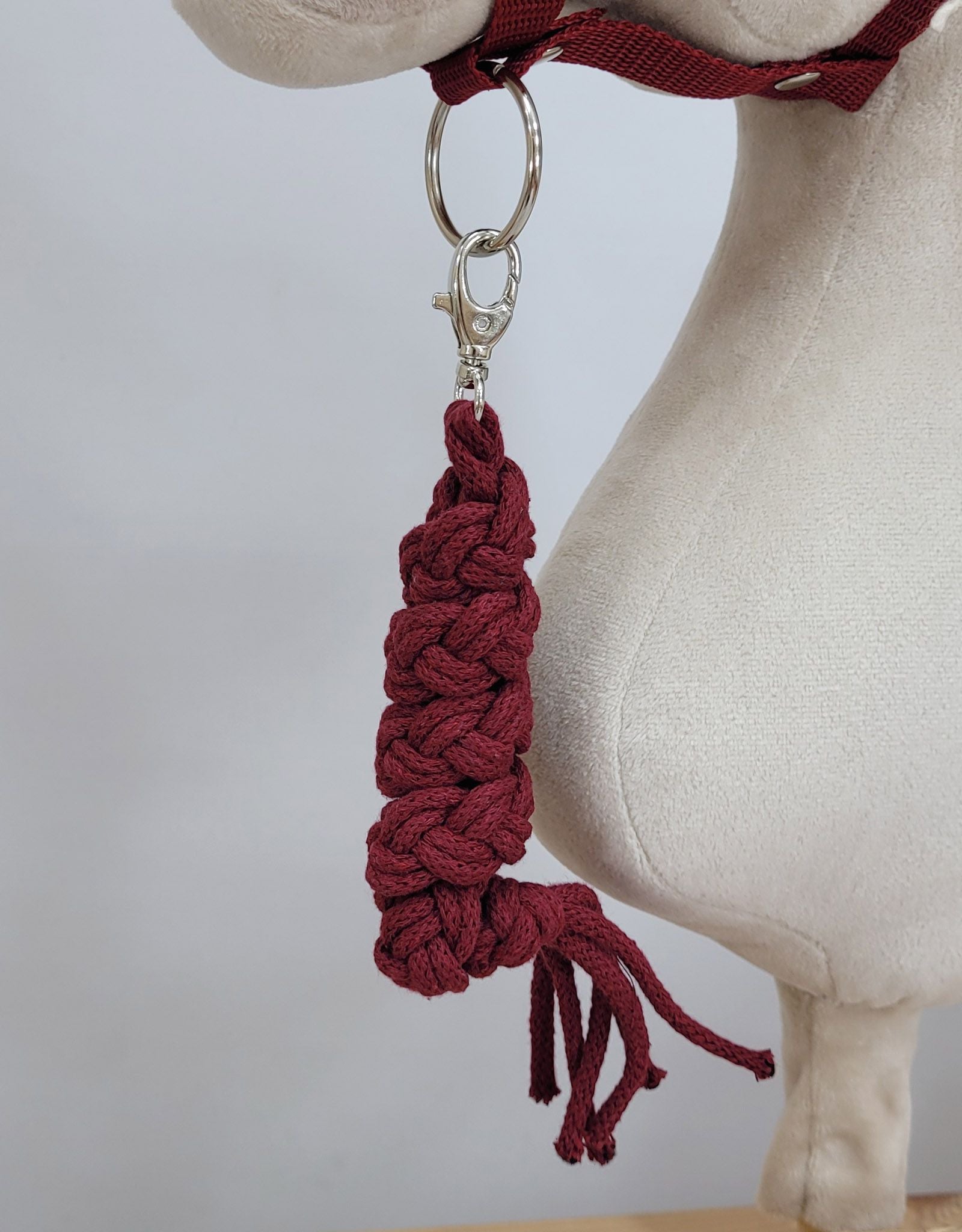 Set for Hobby Horse: the halter A3 + Tether made of cord - burgundy
