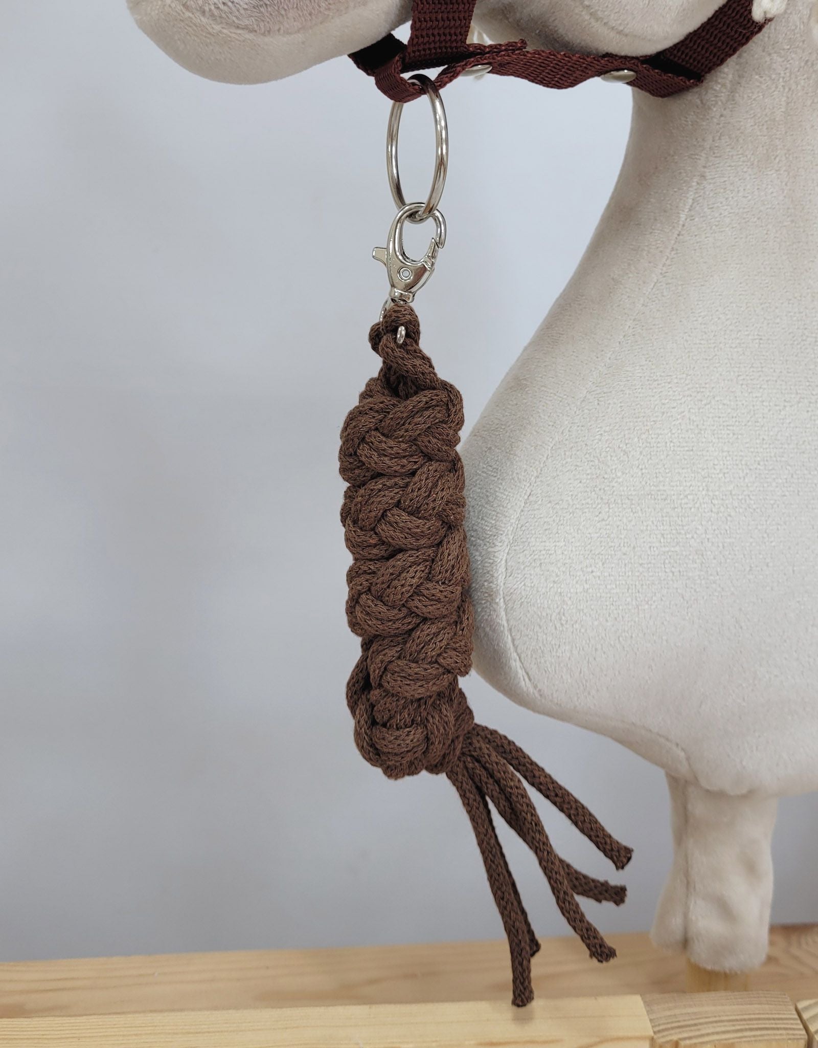 Set for Hobby Horse: the halter A3 + Tether made of cord - brown