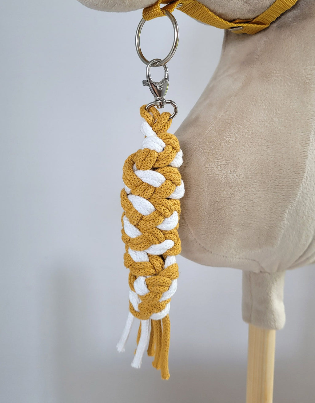Tether for Hobby Horse made of double-twine cord - white-honey yellow