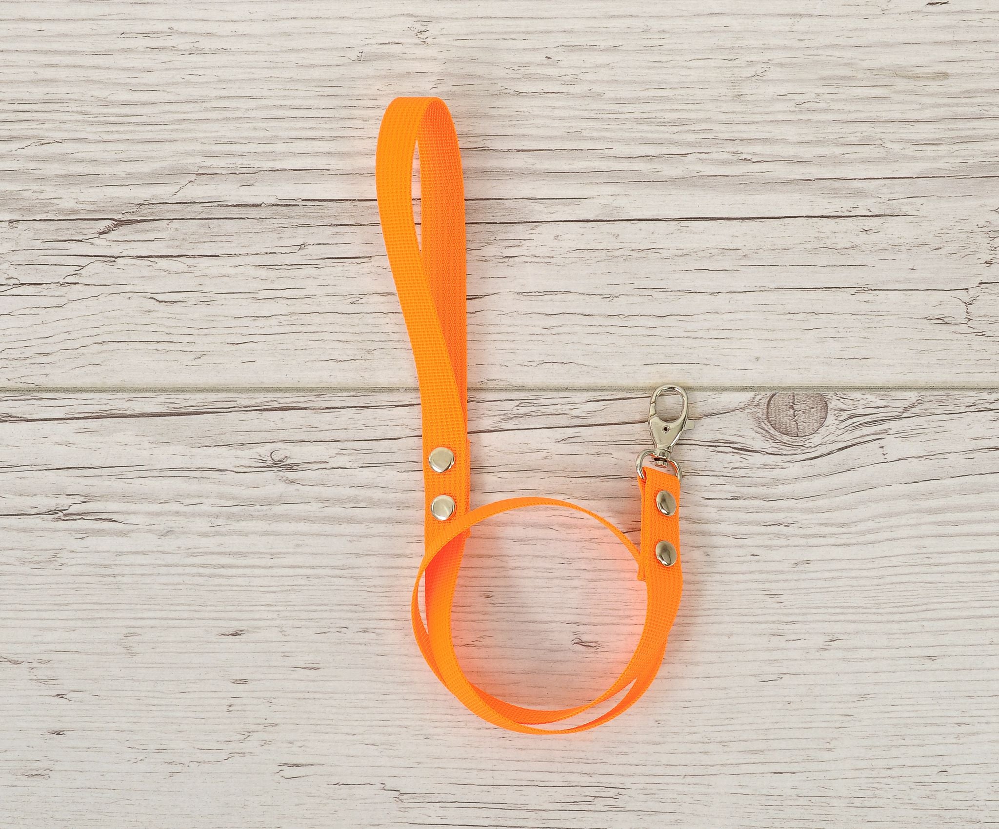 Tether for hobby horse made of webbing tape - neon orange