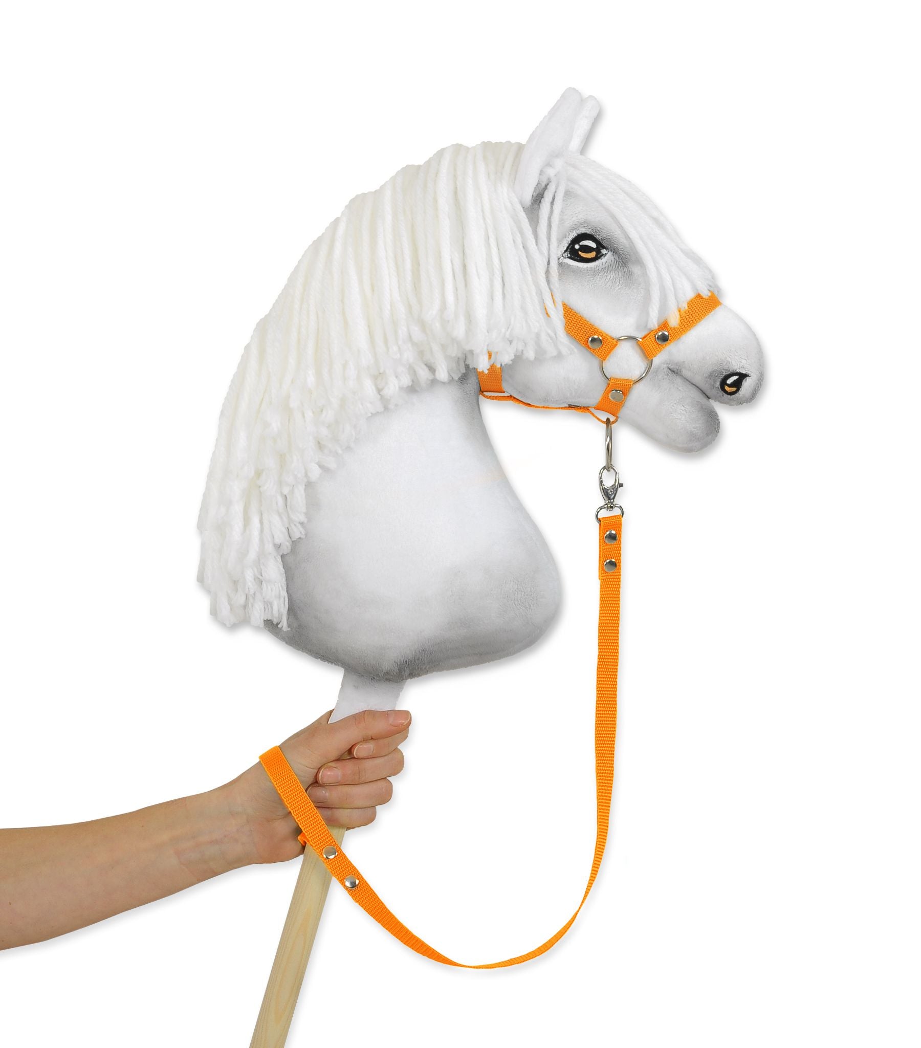 Tether for hobby horse made of webbing tape - neon orange