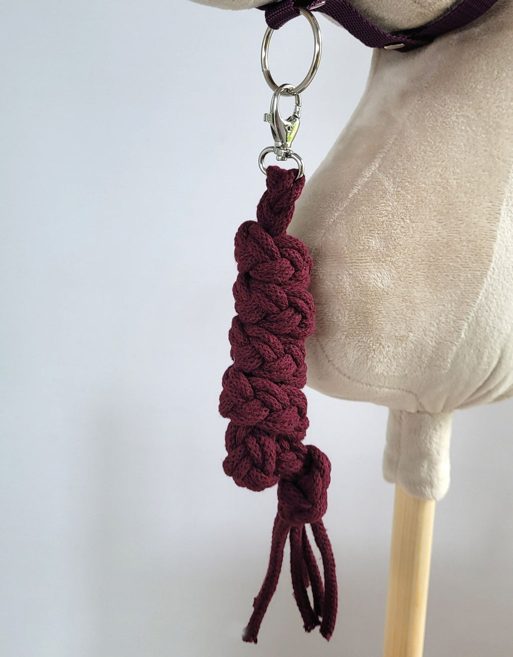 Set for Hobby Horse: the halter A3 + Tether made of cord - plum