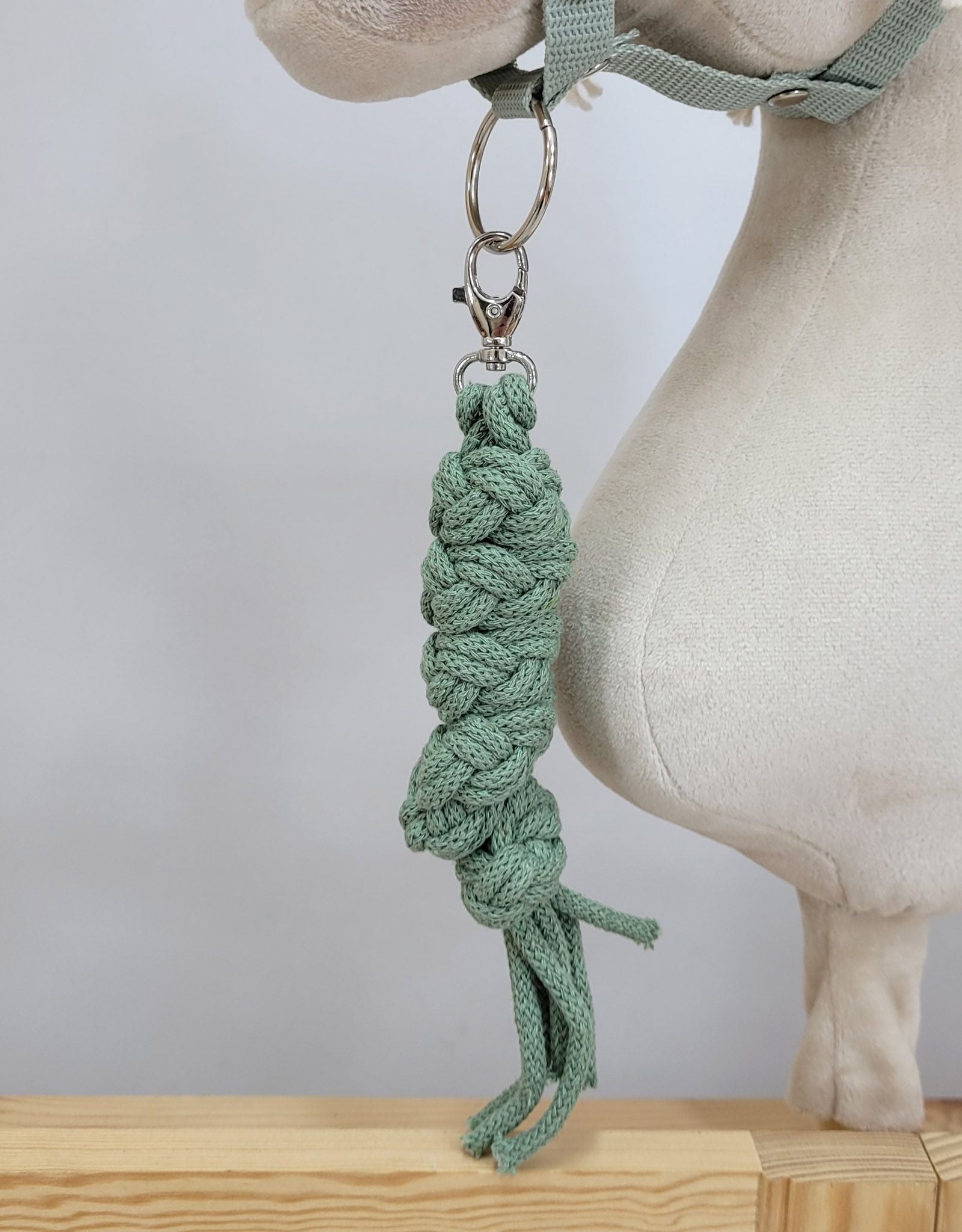 Set for Hobby Horse: the halter A3 + Tether made of cord - sage