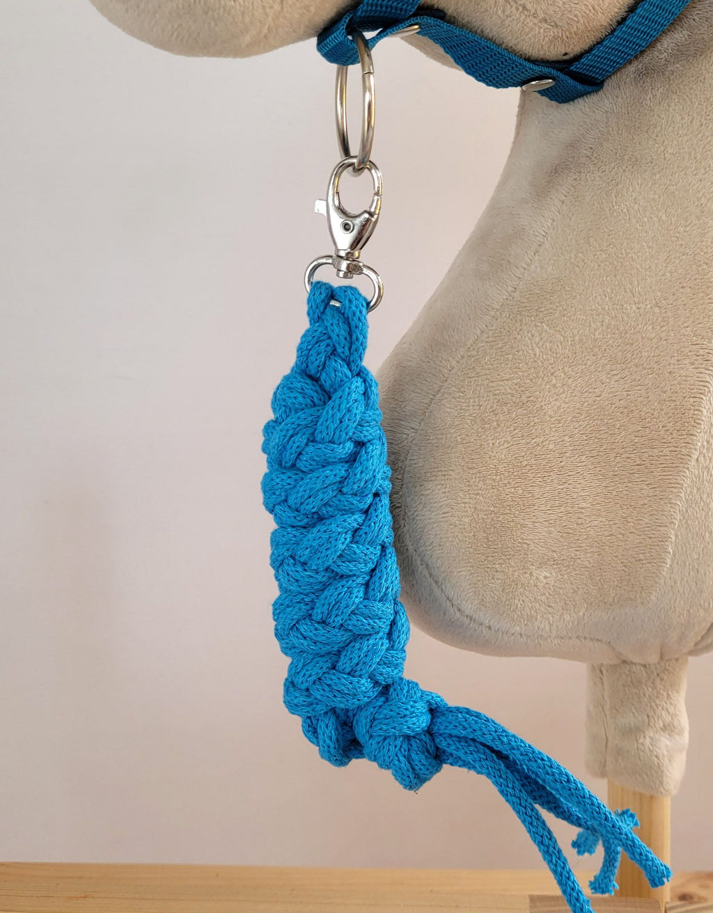 Set for Hobby Horse: the halter A3 + Tether made of cord - turquoise