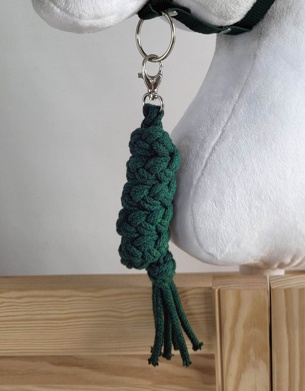 Set for Hobby Horse: the halter A3 + Tether made of cord - bottle green