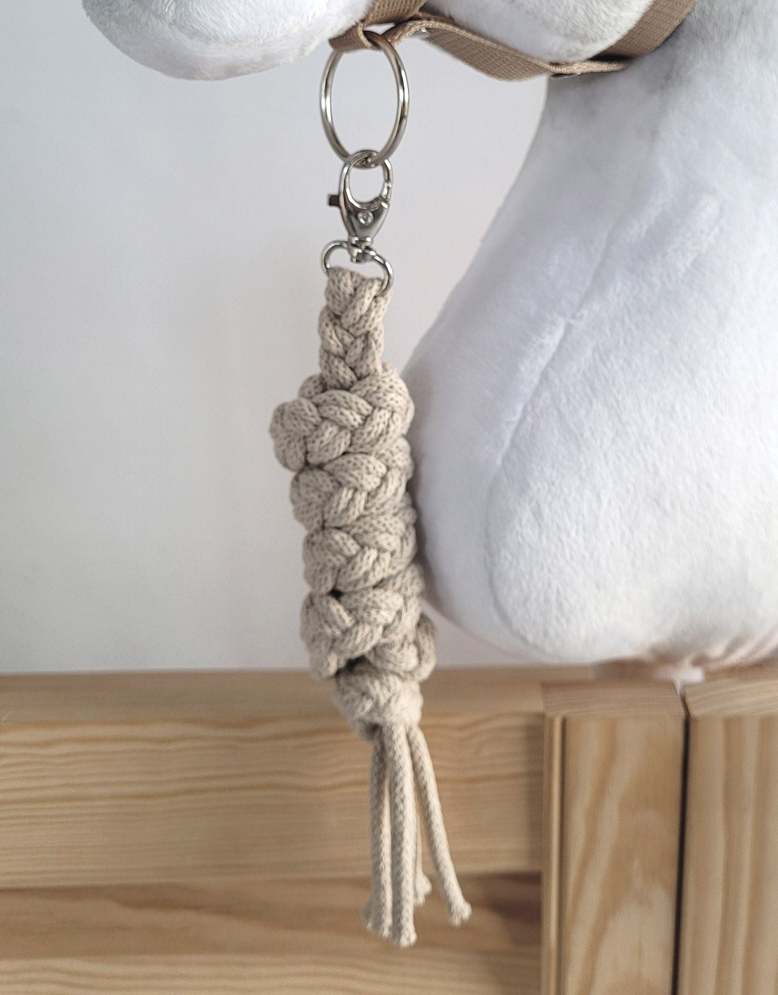 Set for Hobby Horse: the halter A3 + Tether made of cord - beige
