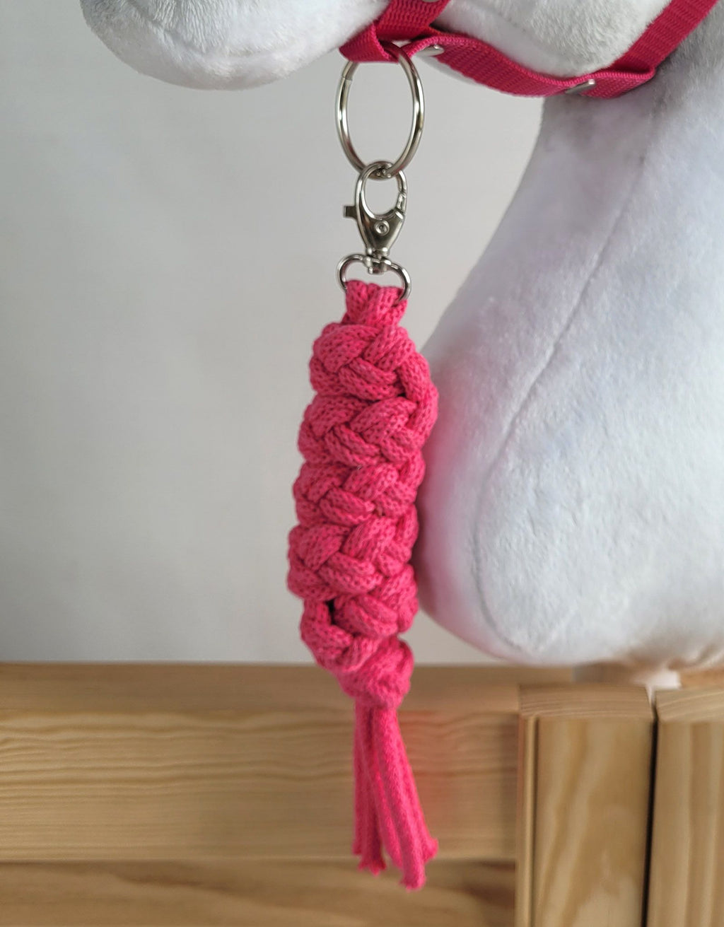 Set for Hobby Horse: the halter A3 + Tether made of cord - dark pink