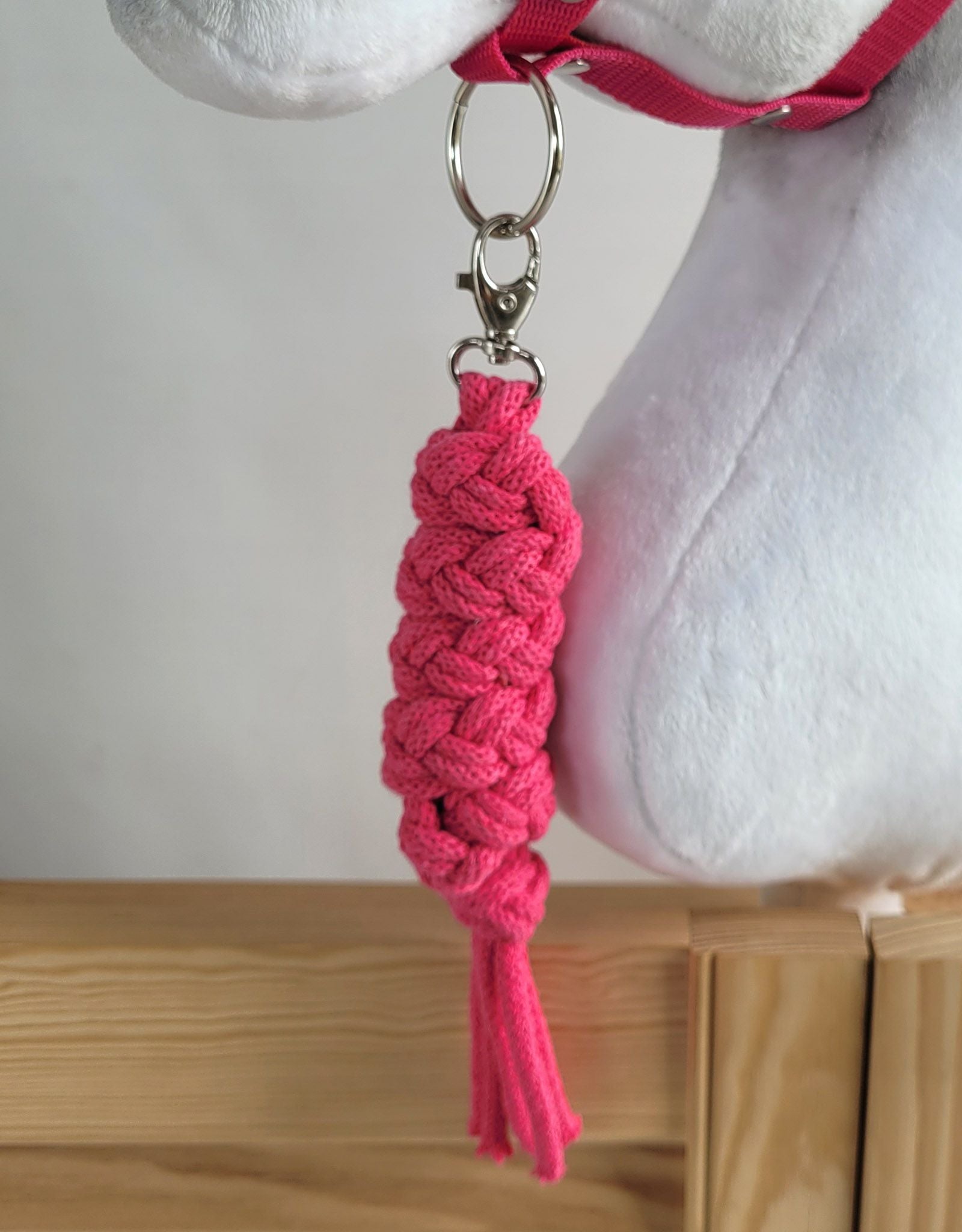 Set for Hobby Horse: the halter A3 + Tether made of cord - dark pink