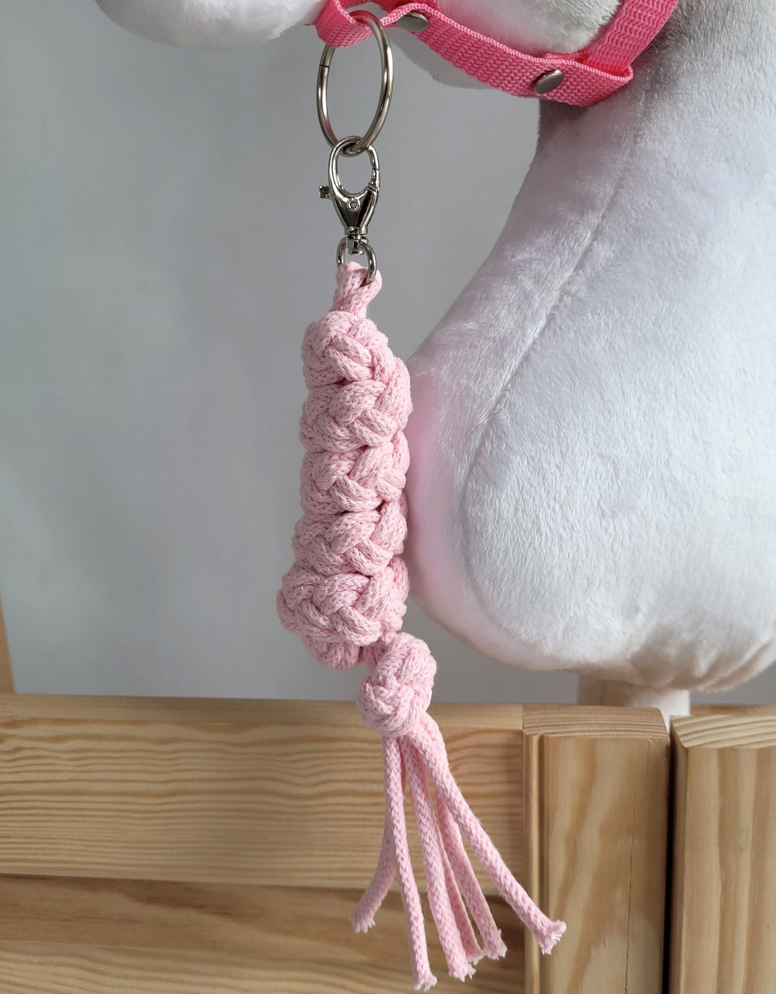 Set for Hobby Horse: the halter A3 + Tether made of cord - pink