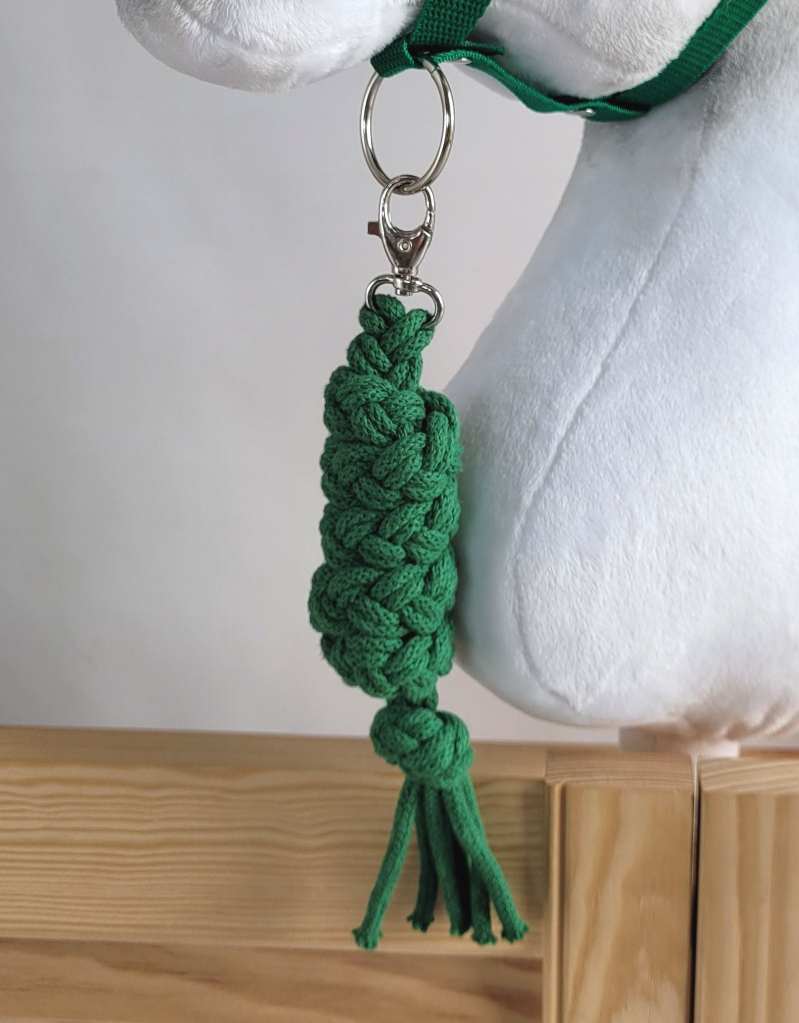 Set for Hobby Horse: the halter A3 + Tether made of cord - green