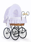 Moses Basket Wicker hood crib Retro wicker crib Charlotte - natural + white bedding