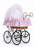 Moses Basket Wicker hood crib Retro wicker crib Christine - natural + pink bedding