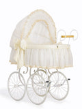 Moses Basket Wicker hood crib Retro wicker crib Eliza - white + cream bedding