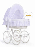 Moses Basket Wicker hood crib Retro wicker crib Charlote - white + white bedding