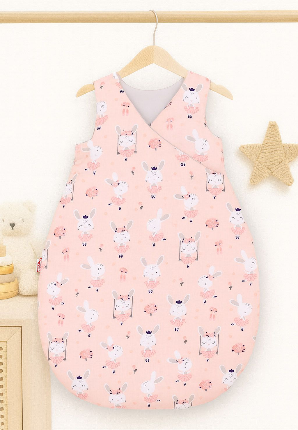 Cotton sleeping bag for children, size M, 3-12 months, TOG 2.5, all-season - ballerinas powder pink