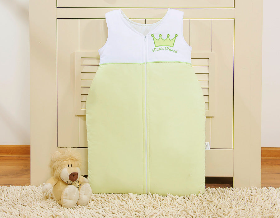 Cotton sleeping bag for children, size M, 6-12 months, TOG 2.5, all-season, Little Prince green