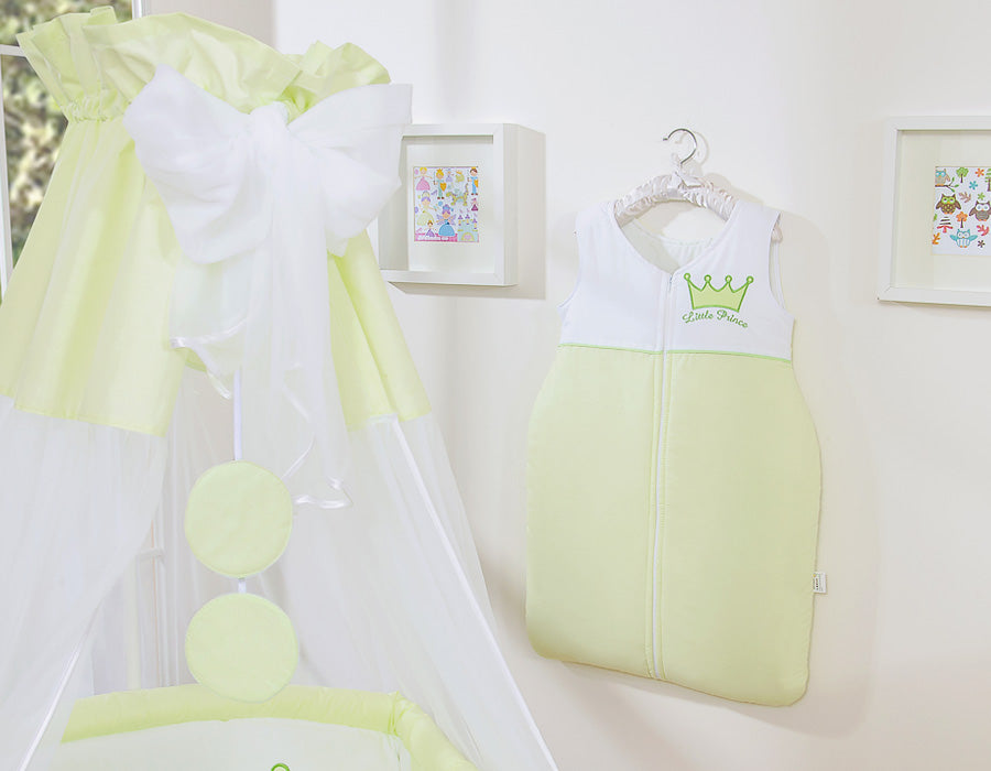 Cotton sleeping bag for children, size M, 6-12 months, TOG 2.5, all-season, Little Prince green