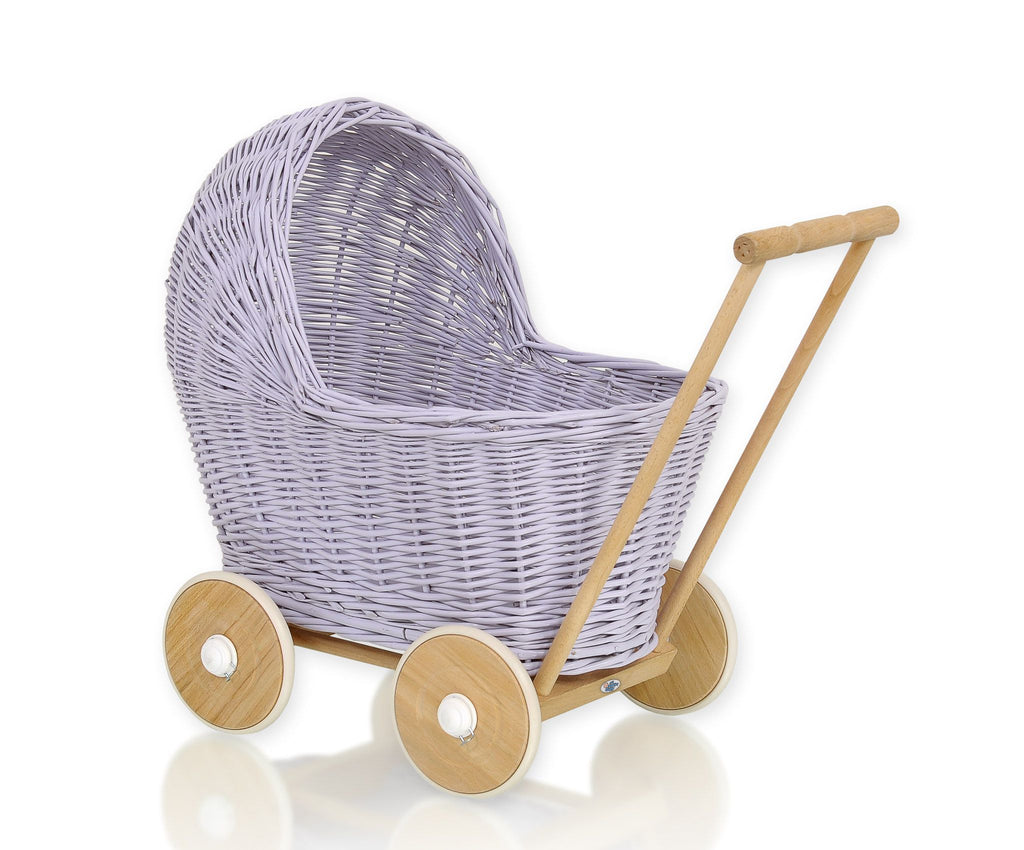 Wicker doll pushchair - purple