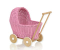 Wicker doll pushchair - pink
