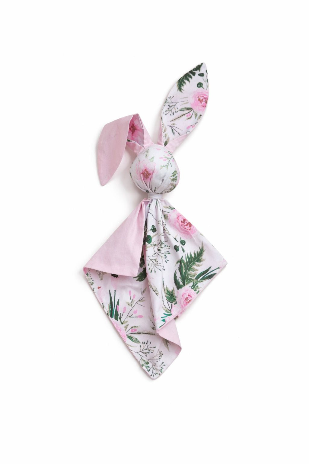 DOUDOU Soft cosy cuddly bunny blanket in cotton - Pink peonies - pink