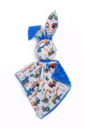 DOUDOU Cuddly bunny double-sided cotton and minky - Construction site - blue