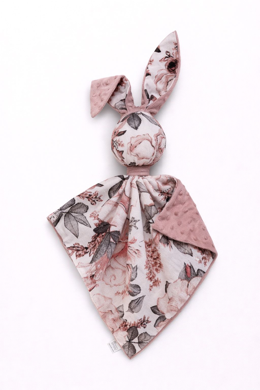 DOUDOU Cuddly bunny double-sided cotton and minky - Sepia roses - dusky pink