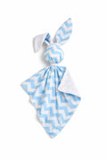 DOUDOU Cuddly bunny double-sided cotton and minky - Blue chevron - white