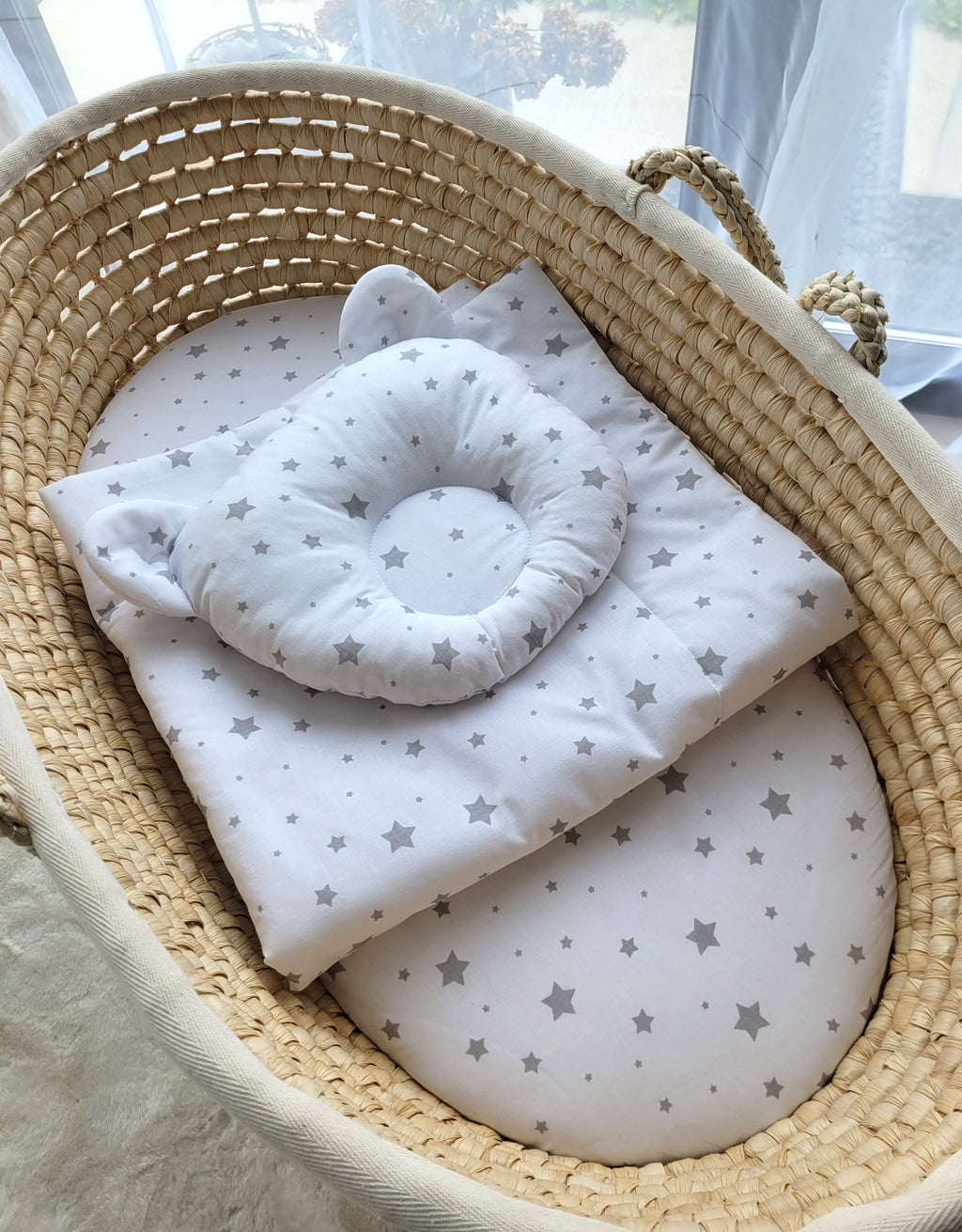 Duvet with pillow Teddy - 2pcs set - mini gray stars