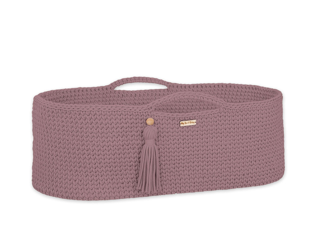 Moses basket BOHO Handmade cotton with mattress - mauve