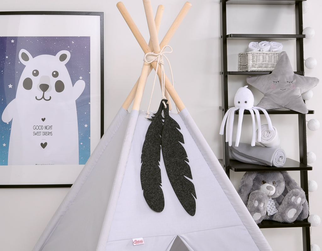 Tipi tent hanging - decorative large felt feathers 2pcs. - anthracite